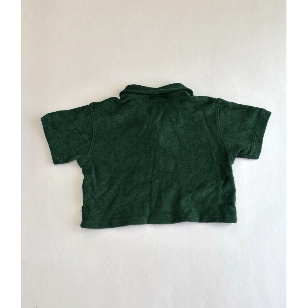 Rowing Blazers NY Terry Cropped Polo Shirt Green Organic Cotton - Medium - Picture 2 of 5